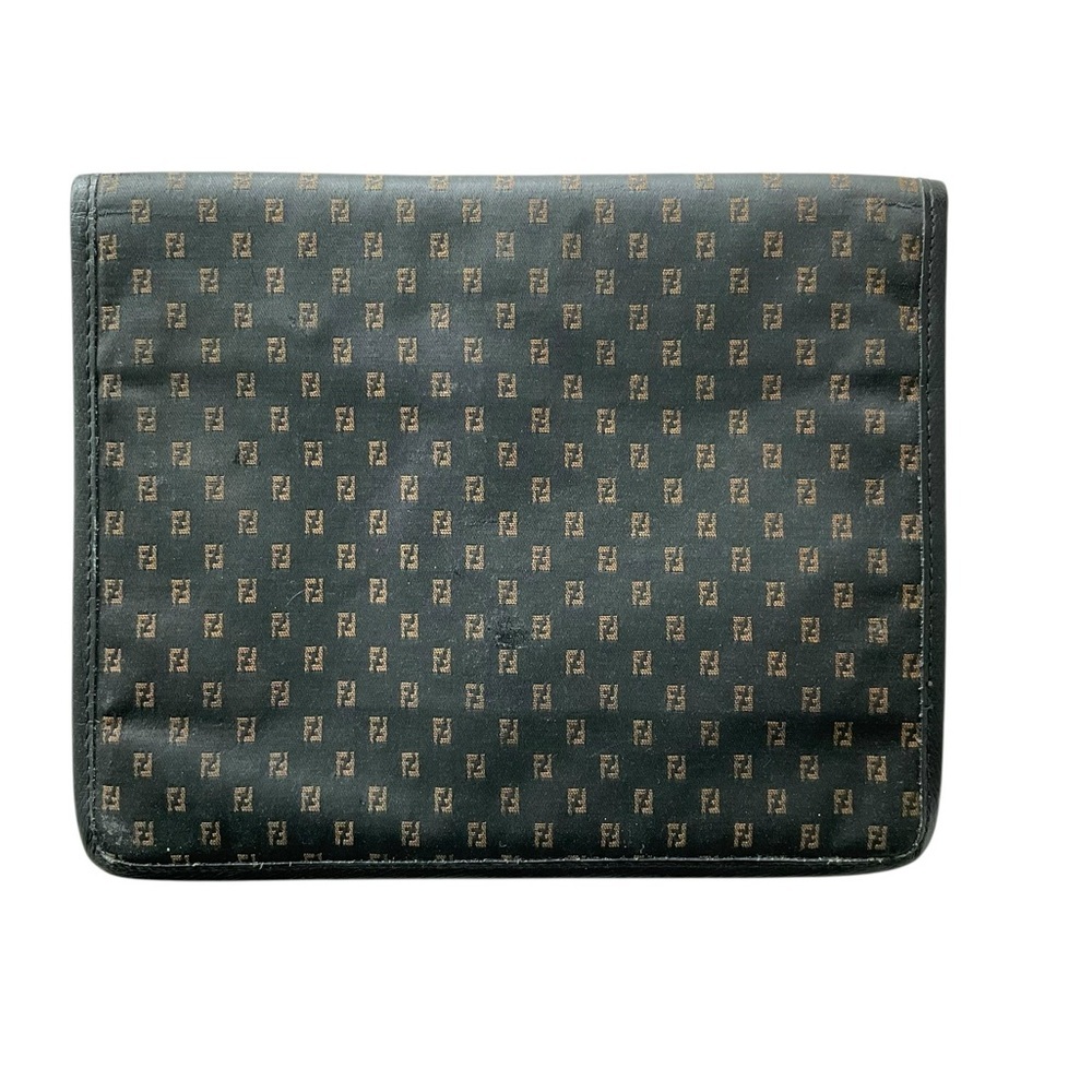 Fendi Zucca FF Mini Clutch Pouch Brown Canvas Leather Y2K Vintage Italy - Picture 3 of 8